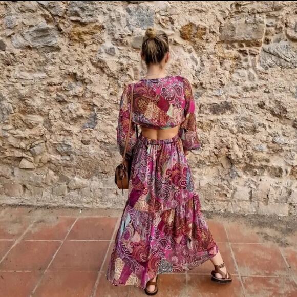 ZARA Paisley Print Cut Out Dress - Size Small - NWT - Picture 5 of 7